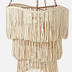 Трехъярусная люстра с подвесками из круглых деревянных бусин белая White Beads Three-tier Chandelier  варинант исполнения - 4 | Loft Concept в Красноярске