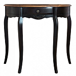 Консоль черная полукруглая из массива березы с ящиком и состаренным эффектом Vintage варинант исполнения - 1 | Loft Concept в Красноярске