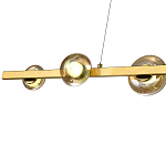 Люстра светодиодная линейная с 6-ю круглыми плафонами коньячного цвета Iona Chandelier Brass  варинант исполнения - 2 | Loft Concept в Красноярске