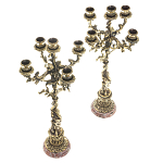 Подсвечники из бронзы на 10 свечей на подставке из камня креноид Stone Candlestick варинант исполнения - 2 | Loft Concept в Красноярске