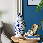 Ваза с крышкой и синим цветочным узором Blue & White Ornament  варинант исполнения - 8 | Loft Concept в Красноярске