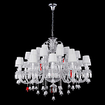 Люстра многоярусная с 30-ю белыми текстильными абажурами и хрустальными подвесками Lustre Reverie варинант исполнения - 2 | Loft Concept в Красноярске