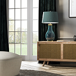 Настольная лампа с коническим дымчато-зелёным абажуром из искусственного шёлка Quintiesse варинант исполнения - 3 | Loft Concept в Красноярске