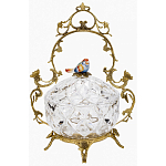 Конфетница с бронзовой ручкой и фарфоровой птичкой на крышке Eden Garden варинант исполнения - 1 | Loft Concept в Красноярске