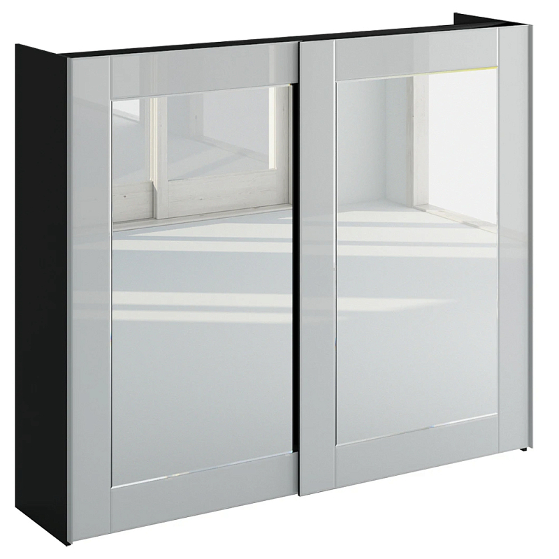 Шкаф-купе White Crystal Черный Белый Зеркало в Красноярске | Loft Concept 