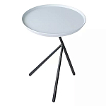 Столик приставной с круглой серой столешницей и черным основанием Round Stable Table варинант исполнения - 2 | Loft Concept в Красноярске