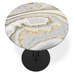 Стол журнальный с круглой столешницей из стекла Gray and Gold Marble варинант исполнения - 2 | Loft Concept в Красноярске