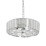 Люстра круглая на цепи цвета хром с прозрачными рельефными хрустальными пластинами Textured Glass Chandelier варинант исполнения - 1 | Loft Concept в Красноярске