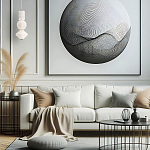 Подвесной светильник белого цвета с тремя геометрическими плафонами Alora Mood варинант исполнения - 7 | Loft Concept в Красноярске