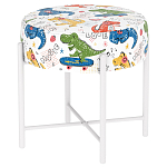 Пуф детский круглый с принтом на 4-х белых ножках Dinosaurs CHILDHOOD варинант исполнения - 1 | Loft Concept в Красноярске