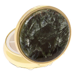 Таблетница карманная круглая с 3-мя отделениями и накладкой из натурального камня Серафинит Gold Stone Pillboxes варинант исполнения - 2 | Loft Concept в Красноярске