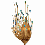 Бра настенное золотое с декором из бирюзовых элементов Peacock Tail варинант исполнения - 2 | Loft Concept в Красноярске