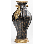 Ваза черного цвета из фарфора с золотистым узором и бронзовыми ручками Высота 39.5 см Eden Garden porcelain and bronze варинант исполнения - 1 | Loft Concept в Красноярске