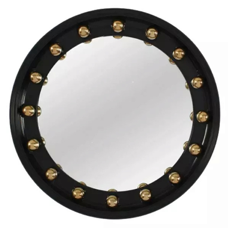 Зеркало черное с круглыми золотыми декоративными элементами Prince of the Church Черный Золотой в Красноярске | Loft Concept 