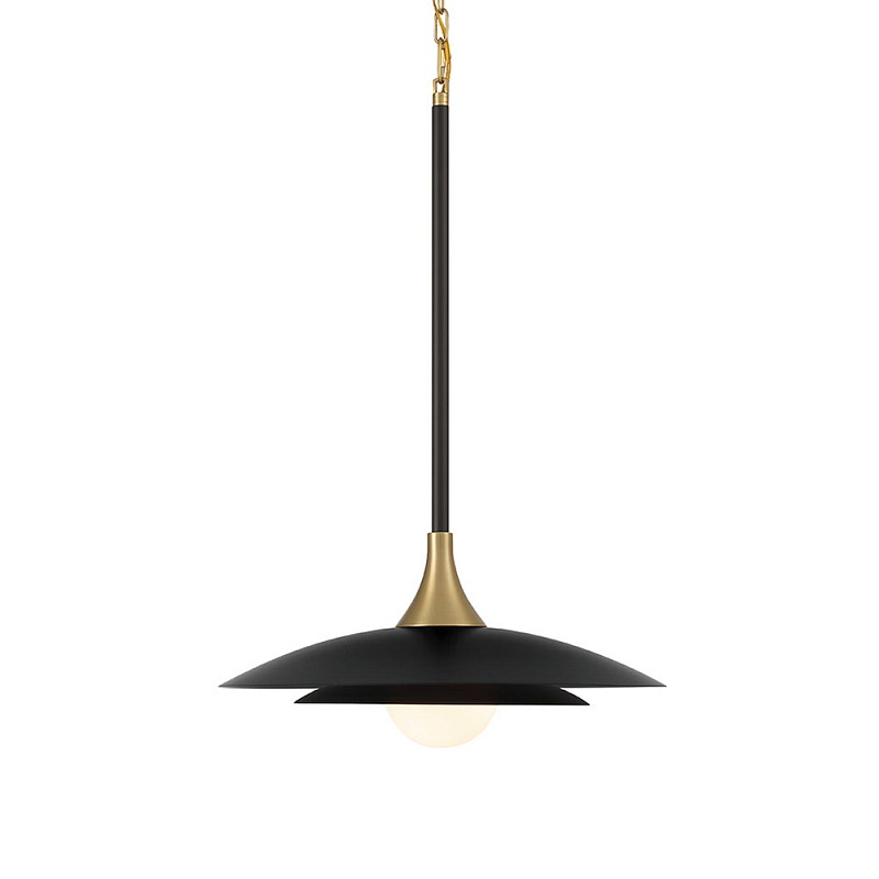 Подвесной светильник с плафоном в форме плоского купола и белой шарообразной лампой Eurofase Черный Белый Золотой в Красноярске | Loft Concept 