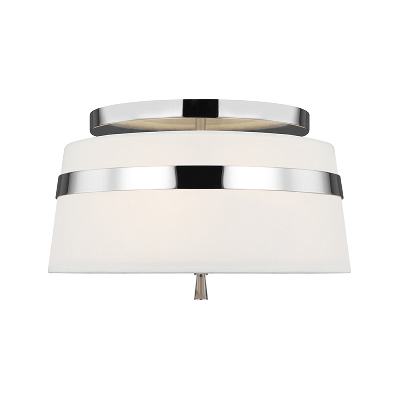 Потолочный светильник с белым тканевым абажуром Generation Lighting Никель Бежевый Белый в Красноярске | Loft Concept 