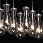 Люстра с 9-ю прозрачными плафонами из стекла в форме капли на прямоугольном потолочном основании цвета хром Lucid Rain  варинант исполнения - 5 | Loft Concept в Красноярске