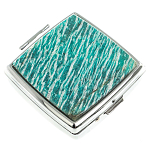 Таблетница карманная квадратная с 2-мя отделениями с зеркалом и накладкой из натурального камня Амазонит Silver Stone Pillboxes варинант исполнения - 1 | Loft Concept в Красноярске