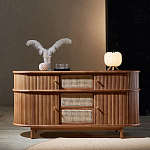 Дизайнерский комод овальный с фактурным фасадом и вставками из плетеных элементов Ambar варинант исполнения - 1 | Loft Concept в Красноярске