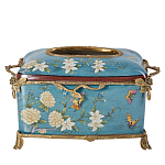 Салфетница прямоугольная голубого цвета с цветами и бабочками Blue Garden варинант исполнения - 1 | Loft Concept в Красноярске