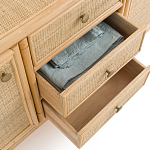 Длинный комод из ротанга с дверцами и ящиками Simone Rattan Chest of Drawers варинант исполнения - 4 | Loft Concept в Красноярске