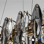 Люстра подвесная с овальными подвесками из стекла дымчатого цвета Harlow Crystal Round варинант исполнения - 3 | Loft Concept в Красноярске