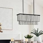 Люстра линейная прямоугольная с подвесками из натурального перламутра Nacre варинант исполнения - 5 | Loft Concept в Красноярске