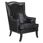 Кресло из натуральной кожи на 4-х деревянных ножках из массива бука Daniel Leather Armchair black варинант исполнения - 1 | Loft Concept в Красноярске