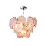 Люстра с каскадом из круглых розовых стеклянных дисков Pink Light Waterfall варинант исполнения - 2 | Loft Concept в Красноярске