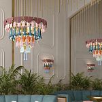 Люстра круглая с декором из разноцветных элементов в виде листьев Changing Seasons варинант исполнения - 12 | Loft Concept в Красноярске