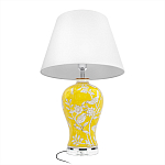 Настольная лампа желтая с изображением белых птиц Flight Among Acacia варинант исполнения - 3 | Loft Concept в Красноярске