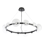 Люстра подвесная круглая с 12-ю прозрачными куполообразными плафонами и черным металлическим основанием Flos Wireline Lighting варинант исполнения - 2 | Loft Concept в Красноярске