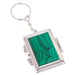 Зеркало брелок складное двухстороннее из натурального камня Малахит Stone Mirrors варинант исполнения - 1 | Loft Concept в Красноярске