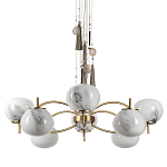 Люстра подвесная с 8-ю шарообразными плафонами из белого стекла с подвесками из камня и кисточками Agatelle варинант исполнения - 1 | Loft Concept в Красноярске
