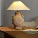 Настольная лампа керамическая с ручками и тканевым абажуром Eastern Tale варинант исполнения - 1 | Loft Concept в Красноярске