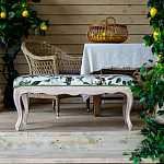 Банкетка из натурального бука золотистая с изображением птиц и цветов Blooming Birds варинант исполнения - 4 | Loft Concept в Красноярске