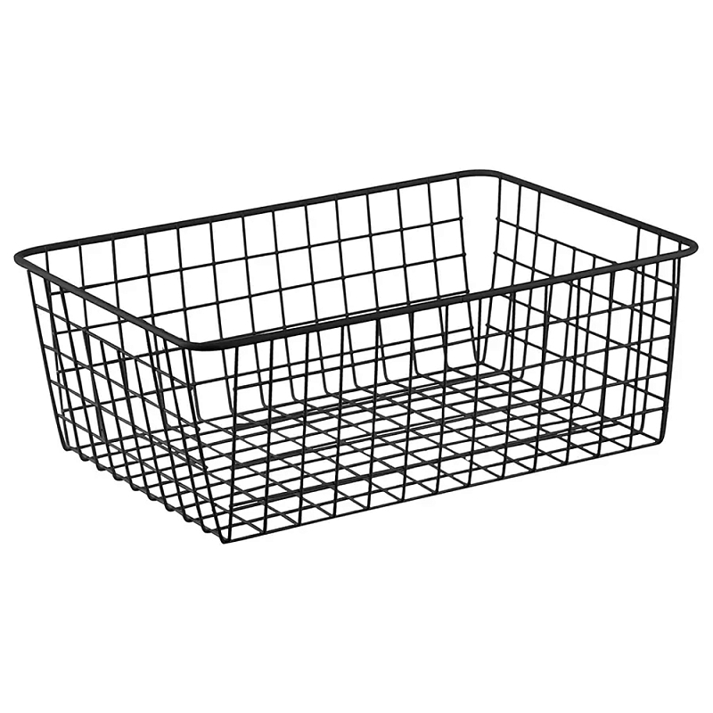 Корзина для хранения железная Iron Basket M Белый Черный Корзина для хранения железная Iron Basket M Белый Черный в Красноярске | Loft Concept