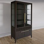 Витрина Primo со стеклянными фасадами и буфетом шпон Темный орех варинант исполнения - 3 | Loft Concept в Красноярске