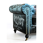 Диван в Лофт Честерфильд граффити из винтажной кожи GRAFFITI PARA Chesterfield варинант исполнения - 4 | Loft Concept в Красноярске