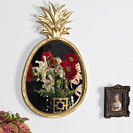 Зеркало овальной формы с золотистой рамкой и декоративной верхушкой в виде ананаса Pineapple Shine  варинант исполнения - 2 | Loft Concept в Красноярске