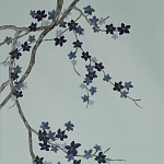 Обои ручная роспись Cherry Tree Original colourway on Adam Grey dyed silk варинант исполнения - 2 | Loft Concept в Красноярске