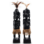 Комплект из 2-х деревянных статуэток Asmat Statuettes Black варинант исполнения - 1 | Loft Concept в Красноярске