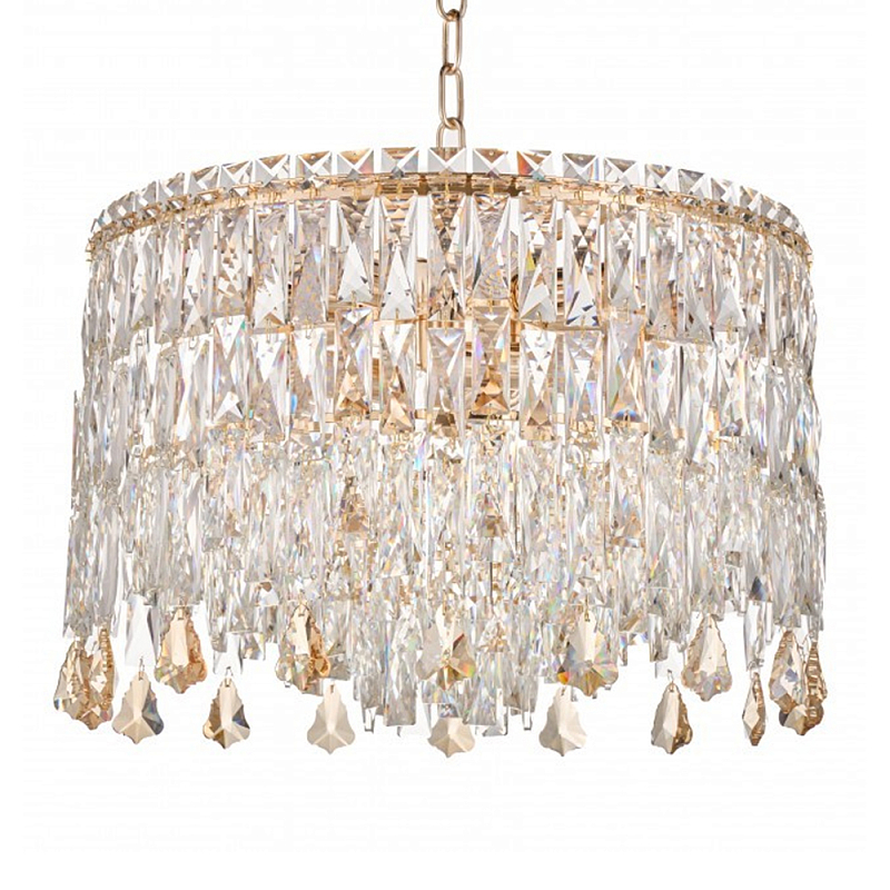 Люстра круглая с хрустальными подвесками на золотистом каркасе Roul Crystal Light Золотой Прозрачный Люстра круглая с хрустальными подвесками на золотистом каркасе Roul Crystal Light Золотой Прозрачный в Красноярске | Loft Concept