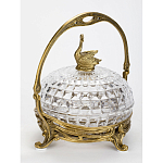 Конфетница из прозрачного рельефного стекла с ручкой и фигуркой лебедя Eden Garden варинант исполнения - 3 | Loft Concept в Красноярске