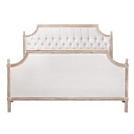 Кровать двуспальная светло-бежевая с основанием из массива дуба с мягким изголовьем Flax Beds варинант исполнения - 1 | Loft Concept в Красноярске