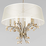 Люстра подвесная круглая с тканевым полупрозрачным абажуром и подвесками 6 ламп Gilded Elegance варинант исполнения - 4 | Loft Concept в Красноярске