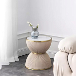 Дизайнерский журнальный стол фактурный с круглой белой столешницей Luler варинант исполнения - 1 | Loft Concept в Красноярске