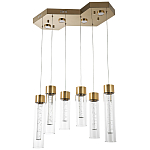 Люстра c 6-ю стеклянными плафонами золото Sparkling Bubbles Tube Gold Hanging Lamp варинант исполнения - 1 | Loft Concept в Красноярске