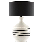 Настольная лампа фактурная с черными круговыми линиями на корпусе Recess варинант исполнения - 3 | Loft Concept в Красноярске