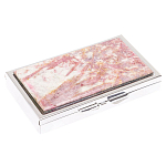 Таблетница карманная прямоугольная на 7 отделений с зеркалом и накладкой из натурального камня Турмалин Silver Stone Pillboxes варинант исполнения - 1 | Loft Concept в Красноярске